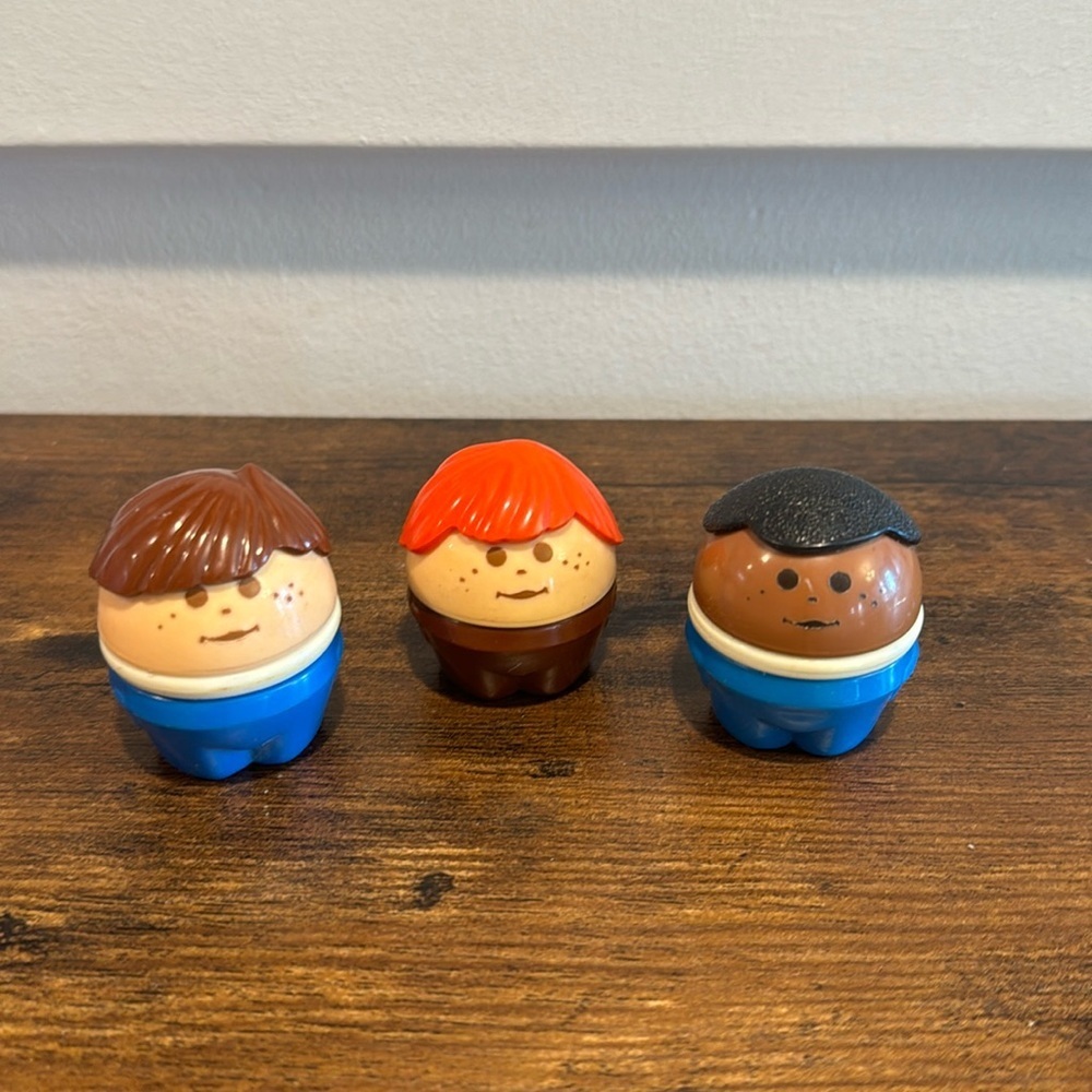 Vintage little tikes toddle tots diverse 3 piece of kids brown, red, black hair